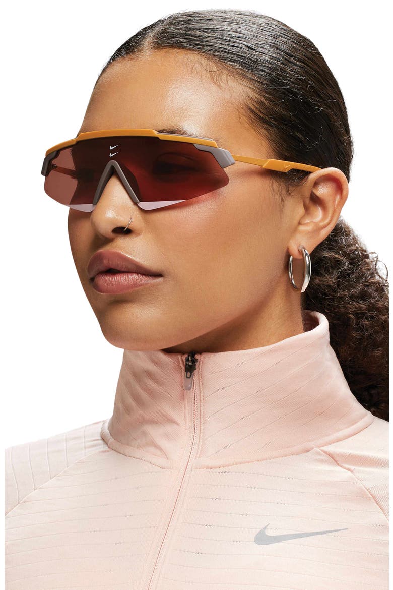 Marquee 66mm Oversize Shield Sunglasses, Alternate, color, MONARCH/VERMILLION