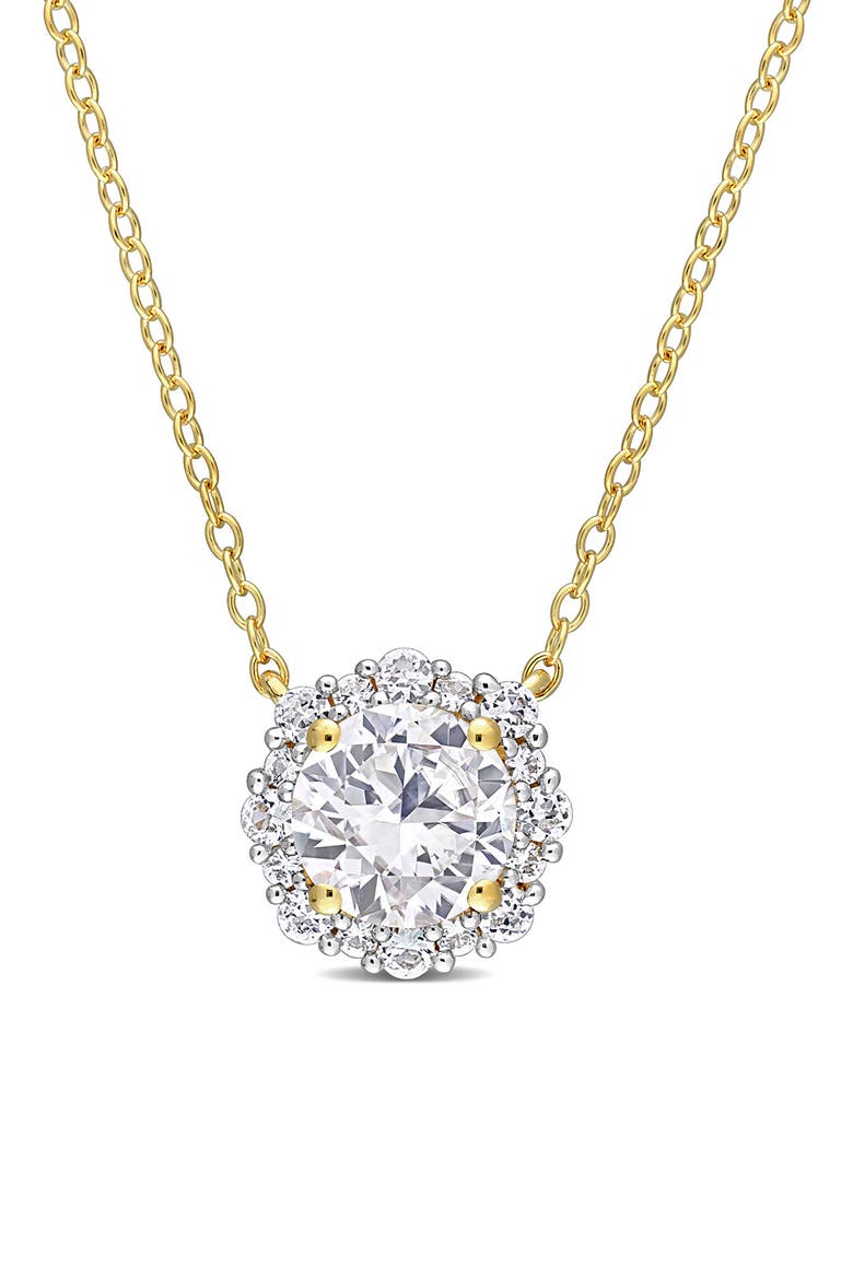 Gold Plated Created White Sapphire Necklace, Main, color, YELLOW