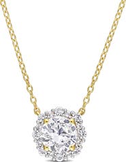 DELMAR Gold Plated Created White Sapphire Necklace