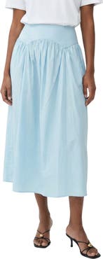 The Lulo Project Maddy Drop Waist Stretch Cotton Midi Skirt