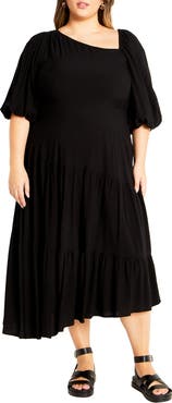 City Chic Ada Ruffle Hem Asymmetric Maxi Dress