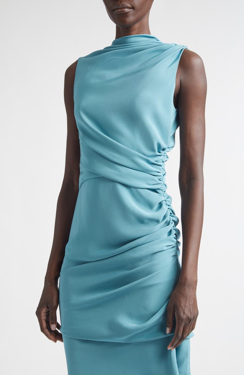 Christopher John Rogers Yanked Ruched Silk Column Gown, Alternate, color, Larimar