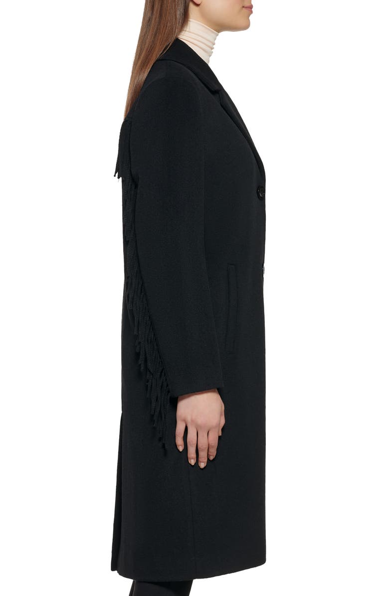 Kenneth Cole New York Notched Collar Wool Blend Fringe Coat, Alternate, color, 