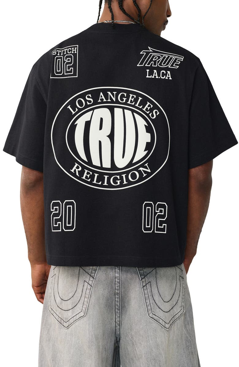 True Religion Stacked Boxy Heavyweight Cotton Graphic T-Shirt, Alternate, color, Jet Black