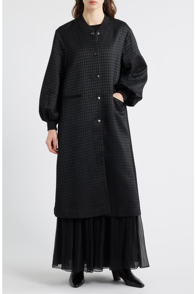Cameron Balloon Sleeve Wool Blend Long Coat, Alternate, color, BLACK