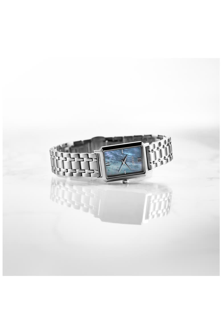 Ava Leather Strap Watch, 20mm x 14mm, Alternate, color, SILVER/ PEARL
