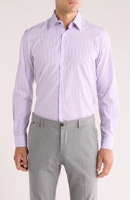 Duchamp Tailored Fit Check Stretch Cotton Dress Shirt