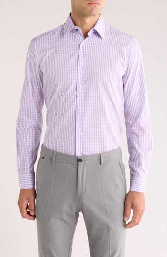 Duchamp Tailored Fit Check Stretch Cotton Dress Shirt