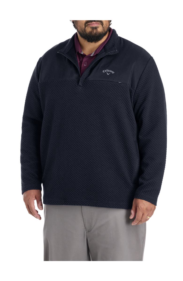 Callaway Big & Tall Mixed Media 1/4 Zip Performance Pullover, Main, color, Caviar