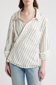 CISSA Asymmetric Stripe Wrap Shirt