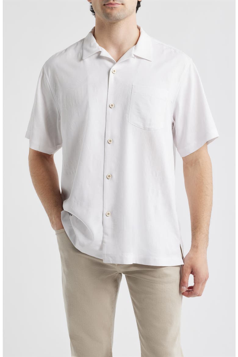 Coastal Ease Botanic Loom IslandZone® Camp Shirt, Main, color, WHITE