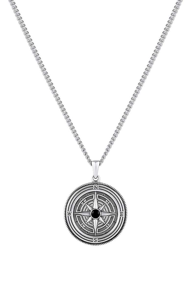 Men's Compass Pendant Necklace, Main, color, SILVER