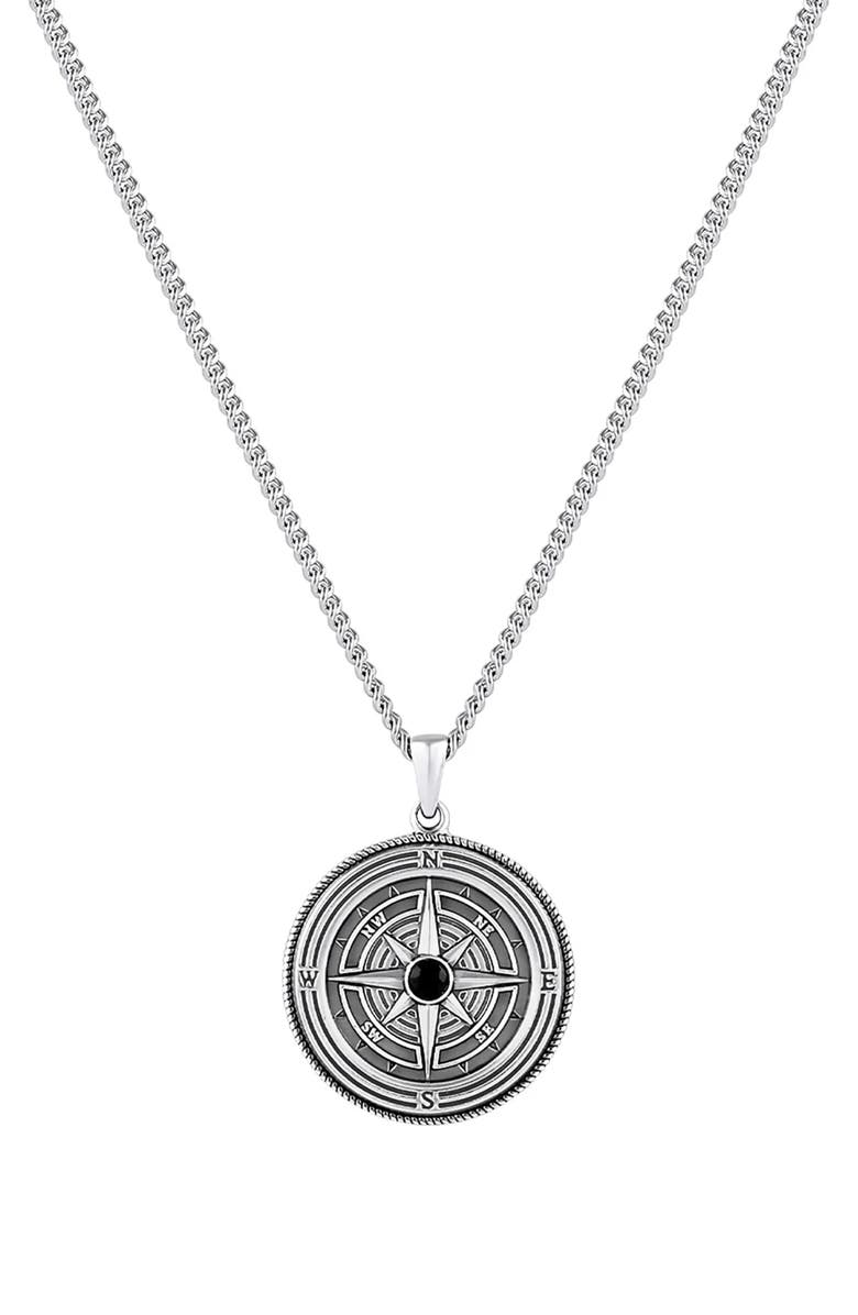Vincero Men's Compass Pendant Necklace, Main, color, Silver