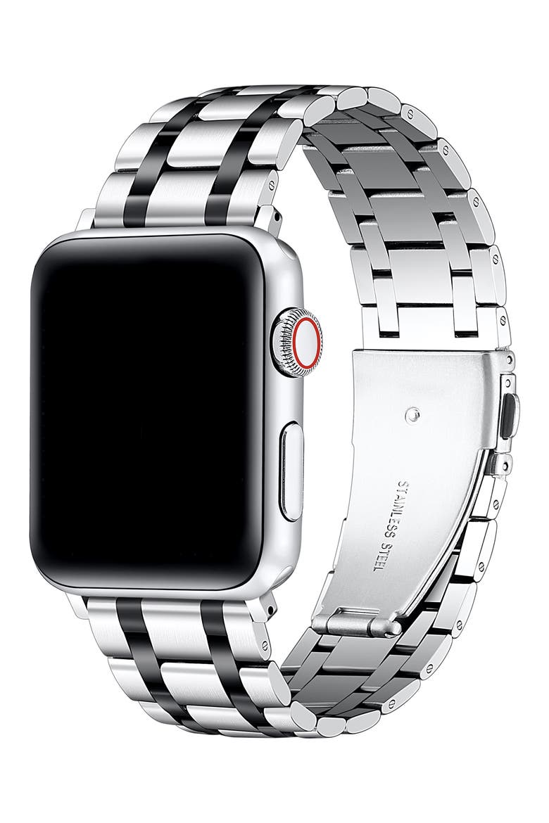 Ethan Apple Watchband, Alternate, color, SILVER/ BLACK