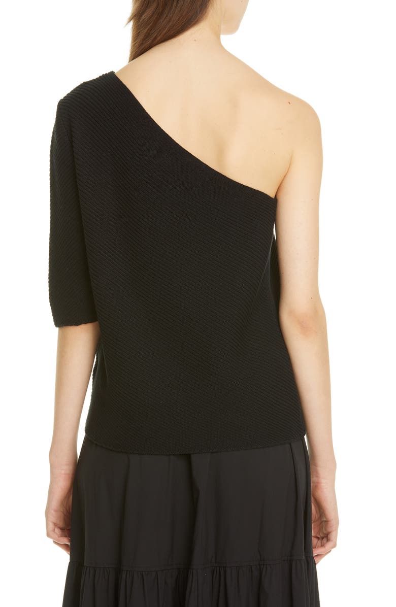 Lafayette 148 New York Ribbed Cotton & Silk One-Shoulder Sweater, Alternate, color, 