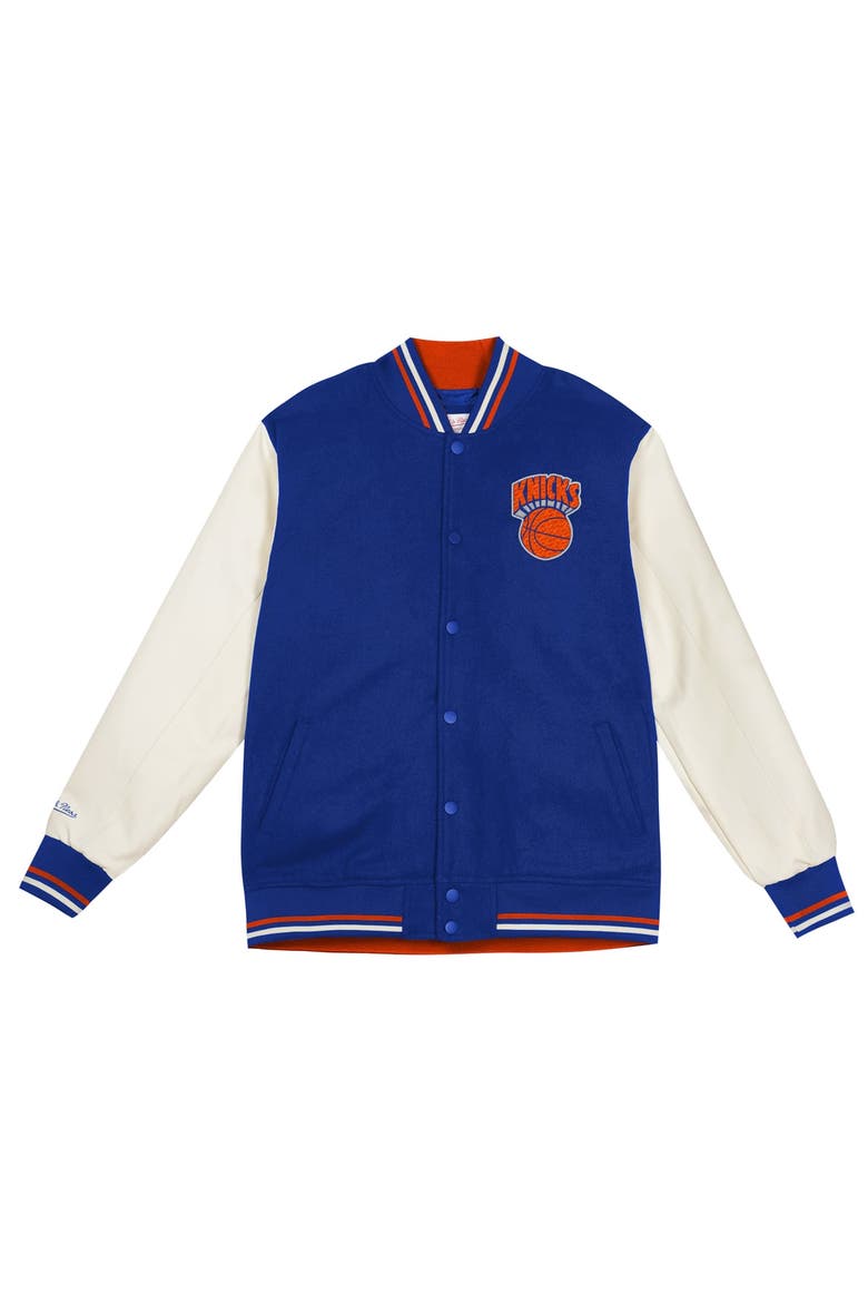 Toddler Mitchell & Ness Blue New York Knicks Varsity Heavyweight Full-Snap Jacket, Alternate, color, Blue