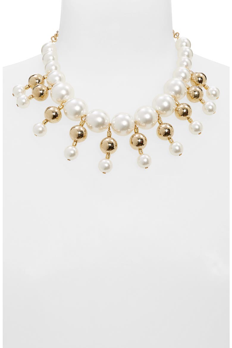 Imitation Pearl Bib Necklace, Alternate, color, PEARL/ GOLD