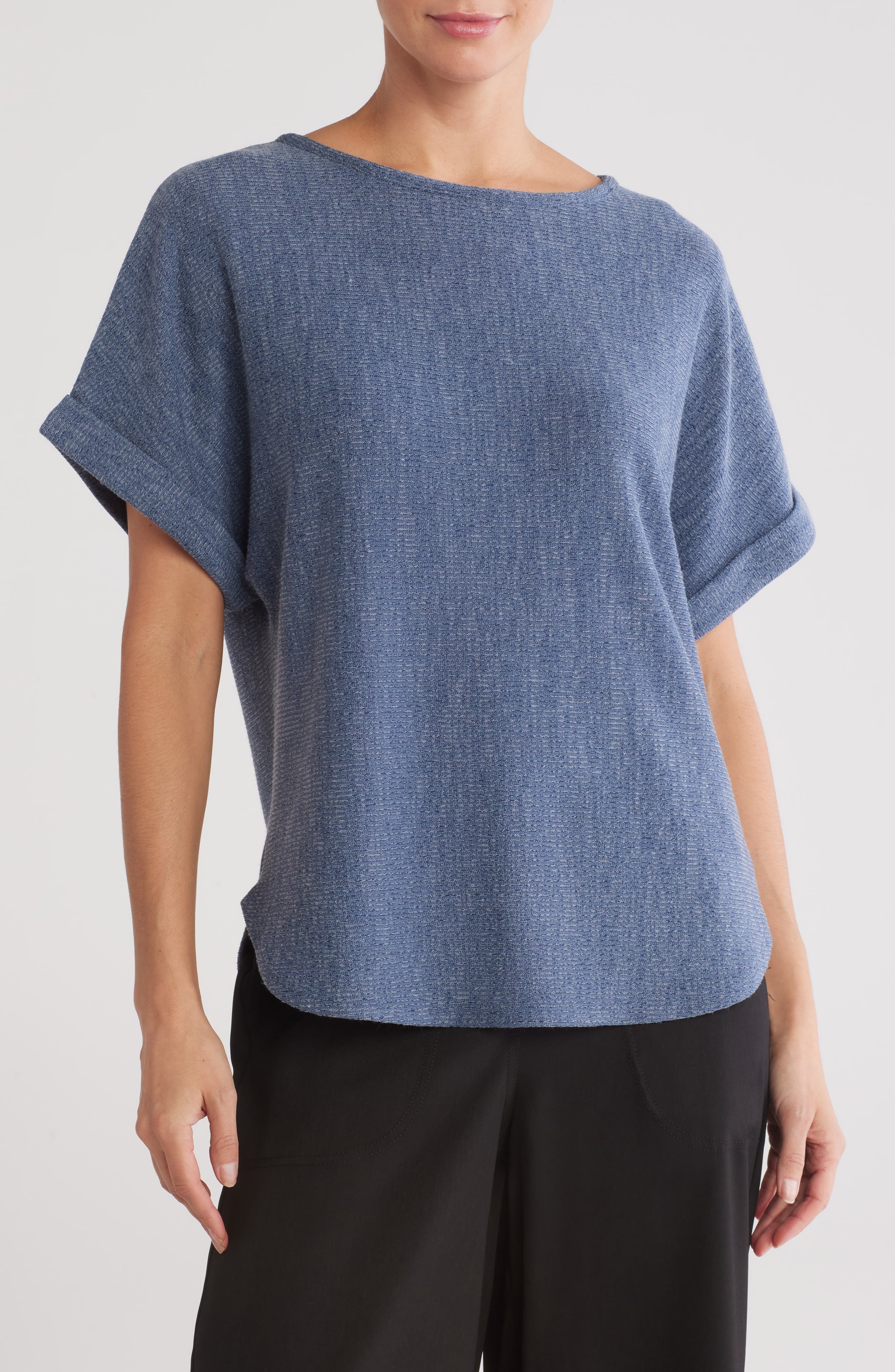 MAX STUDIO Short Sleeve Ribbed T-Shirt