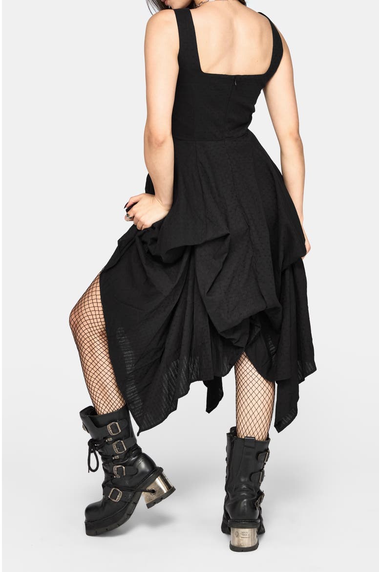 Lyx Hitched Skirt Corset Midi Dress, Alternate, color, Black