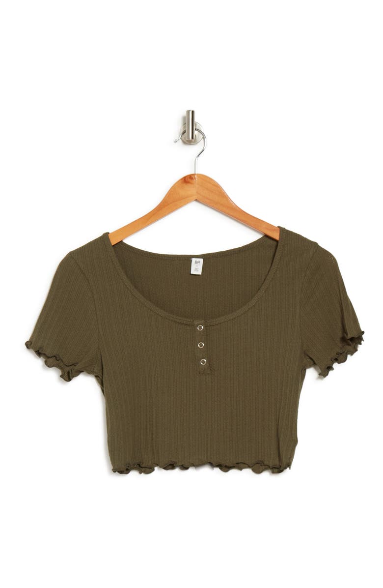 BP. Pointelle Rib Crop Henley, Alternate, color,