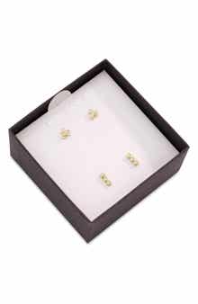 Sterling Forever 14K Gold Plated Sterling Silver 2-Piece Bezel Stud Set