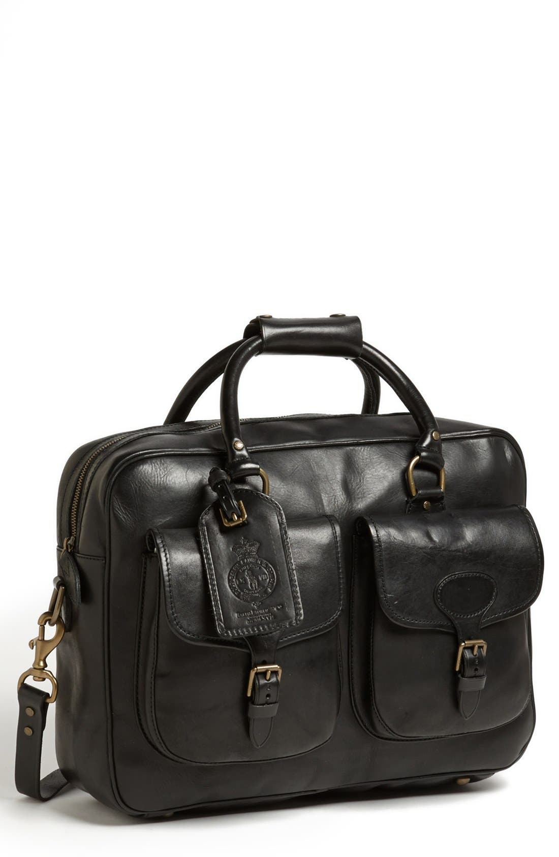 Polo Ralph Lauren Leather Commuter Bag, Main, color, 