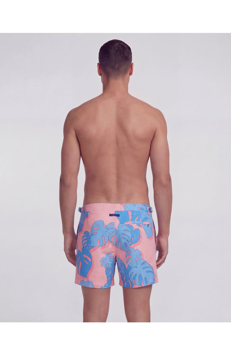 Lords of Harlech Monstera Floral Tailored Mens Swim Short, Alternate, color, Monstera Floral Coral