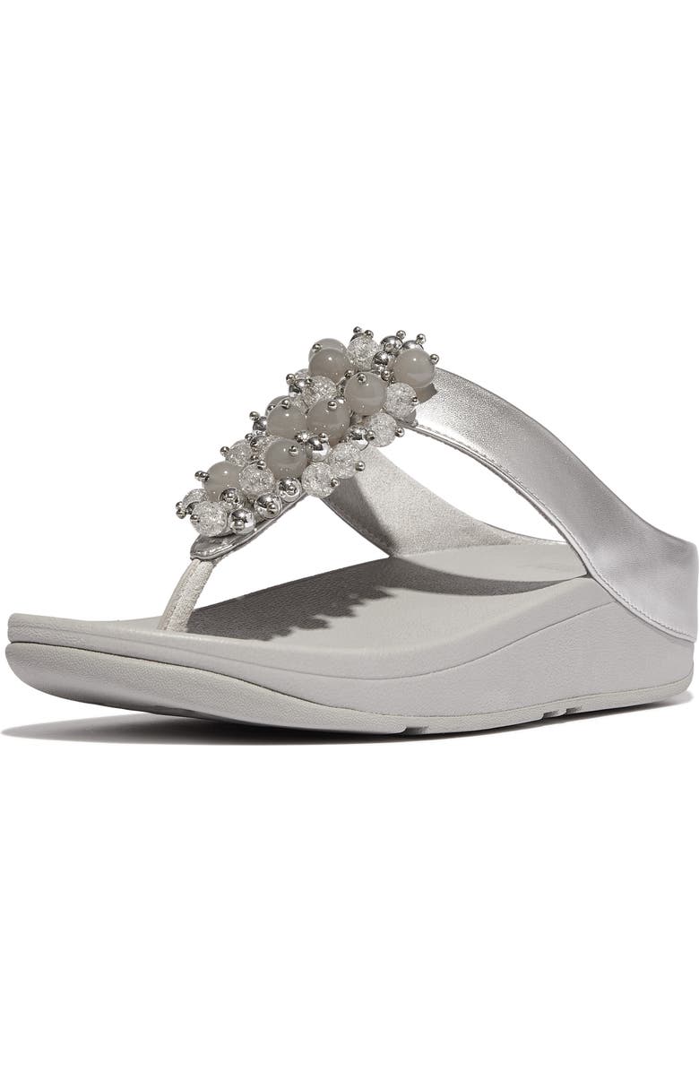 FitFlop Fino Bauble Bead Flip Flop, Alternate, color, Silver