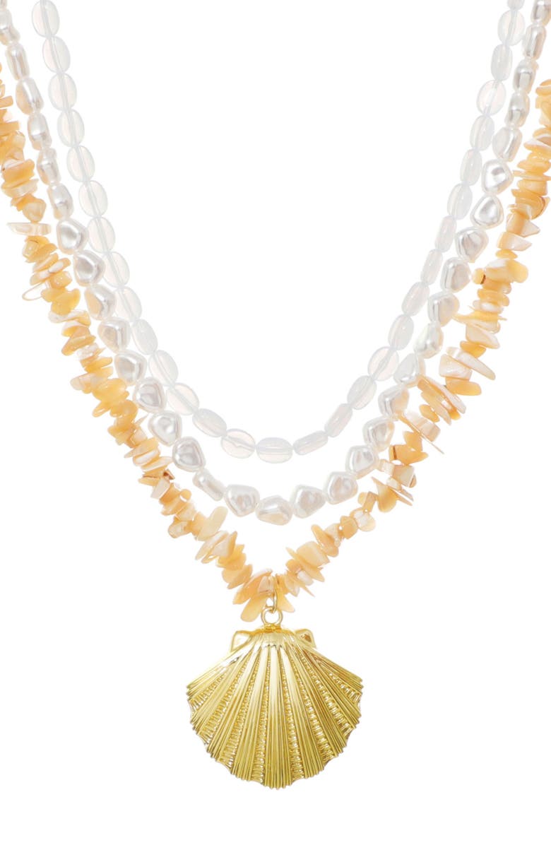 Adornia Multistrand Shell Pendant Necklace, Main, color,