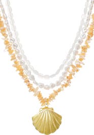 Adornia Multistrand Shell Pendant Necklace