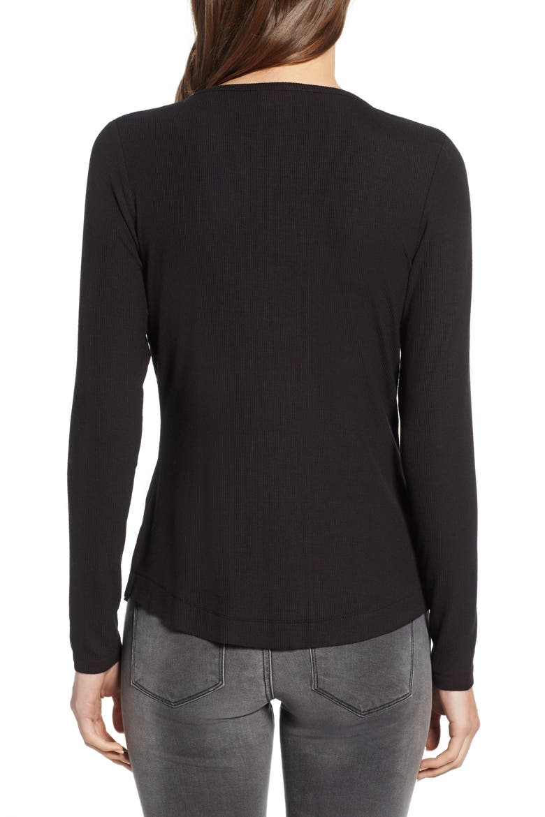 Button Front Top, Alternate, color, BLACK