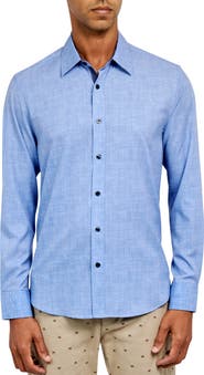 CONSTRUCT Slim Fit Four-Way Stretch Performance Chambray Button-Up Shirt
