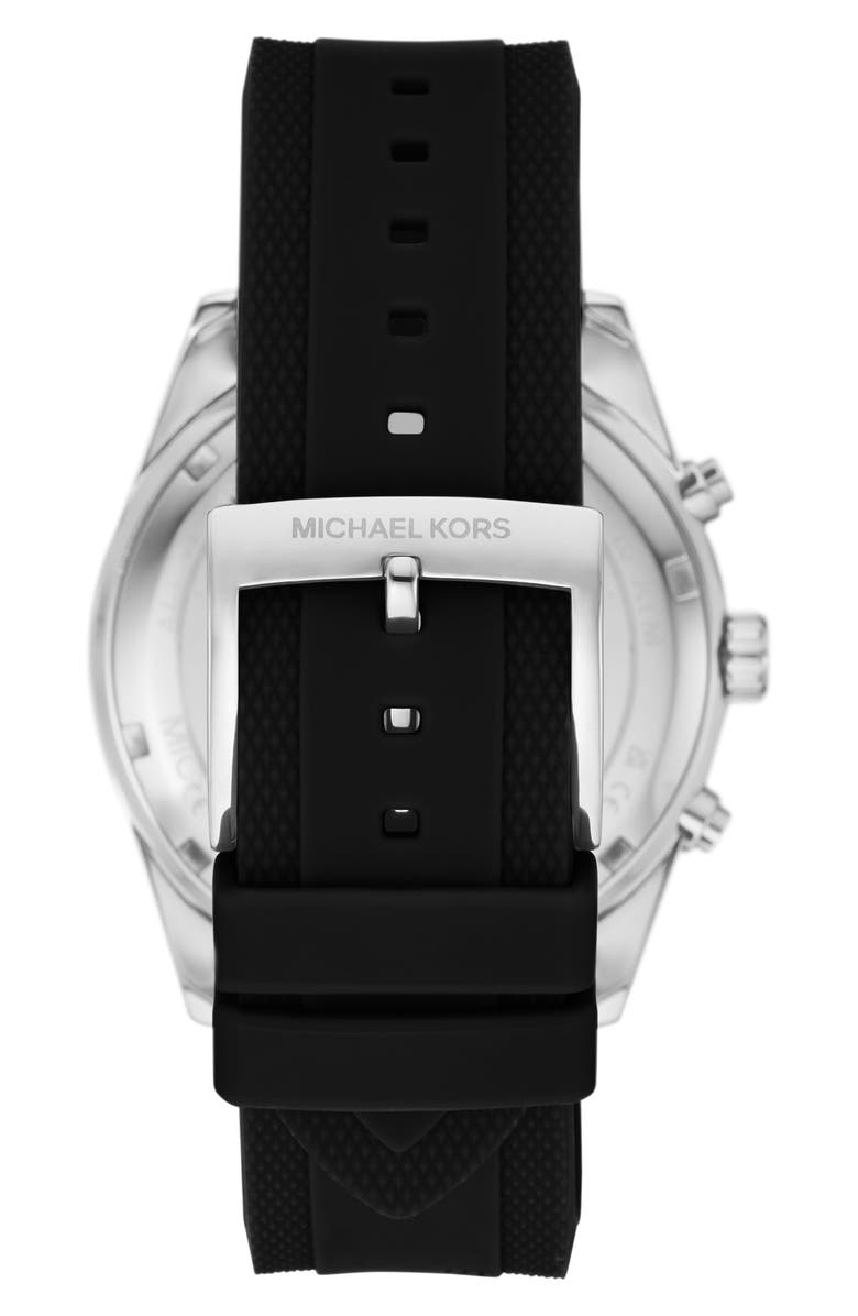 Michael Kors Hadyn Silicone Strap Chronograph Watch, 42mm, Alternate, color, Silver