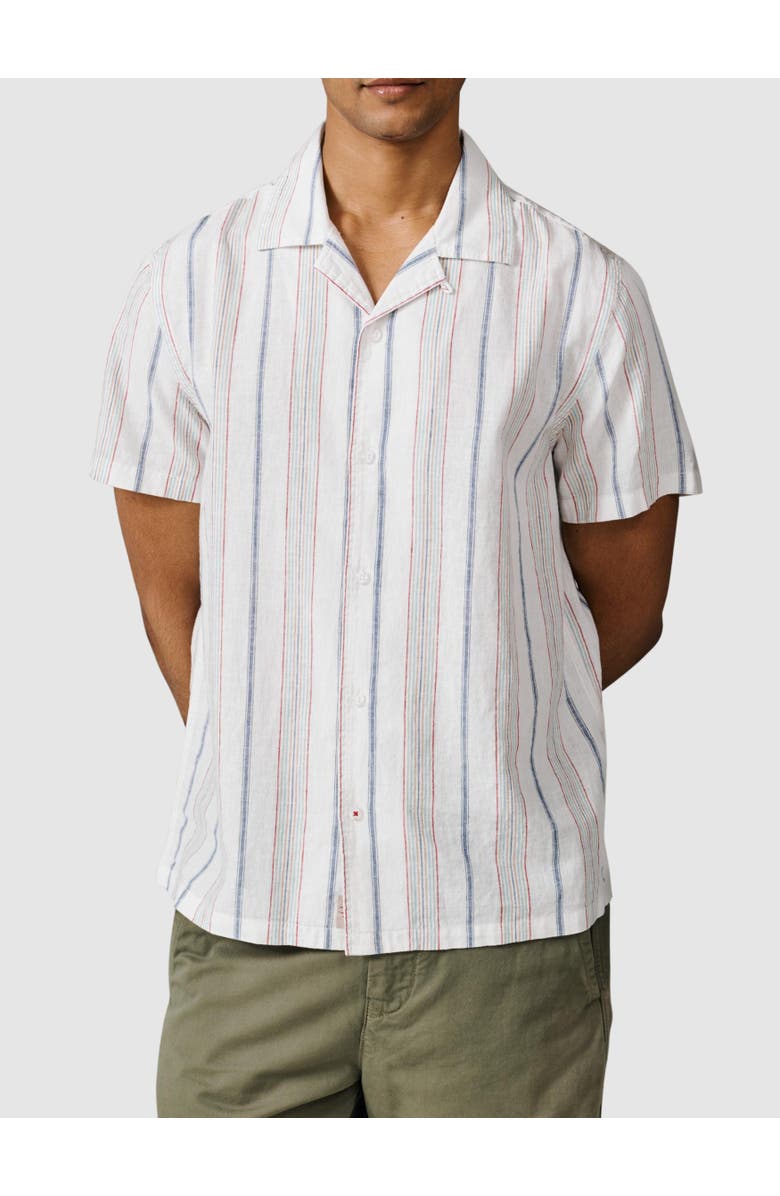 Aubin Abbey Cuban Collar Short Sleeved Shirt, Alternate, color, White Mix Stripe