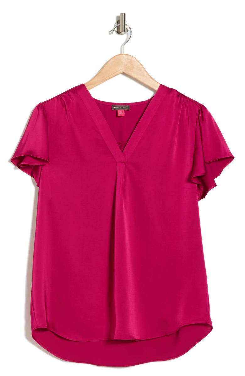 Vince Camuto Ruffle Cap Sleeve Top, Alternate, color, 