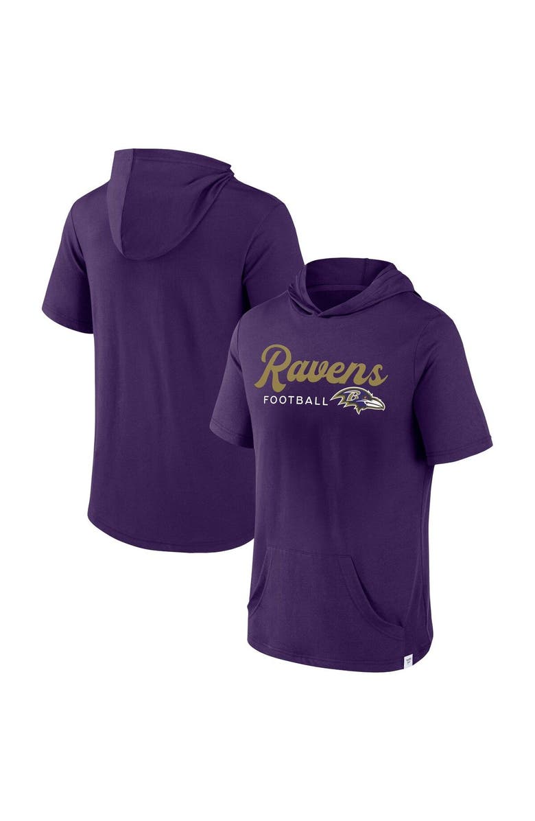 FANATICS Men's Fanatics Branded Purple Baltimore Ravens Offensive Strategy Short Sleeve Pullover Hoodie, Main, color,