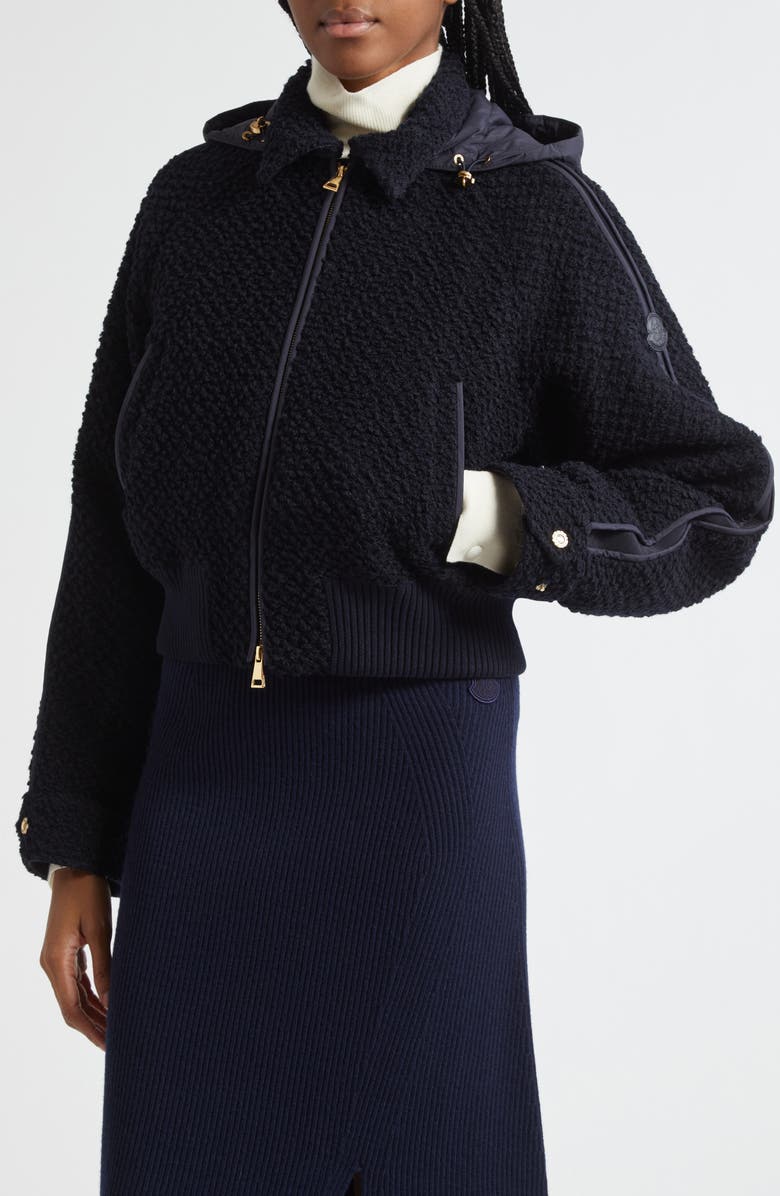 Moncler Juvigny Down Bomber Jacket, Alternate, color, Dark Navy Blue