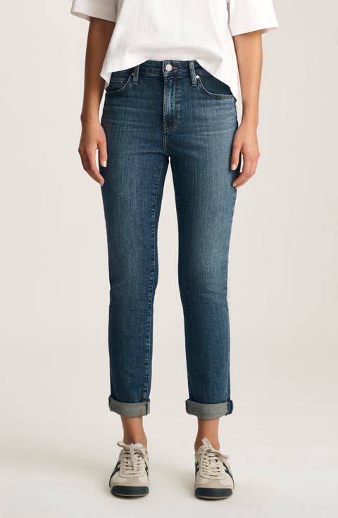 Kathleen Mid Waist Slim Boyfriend Jeans