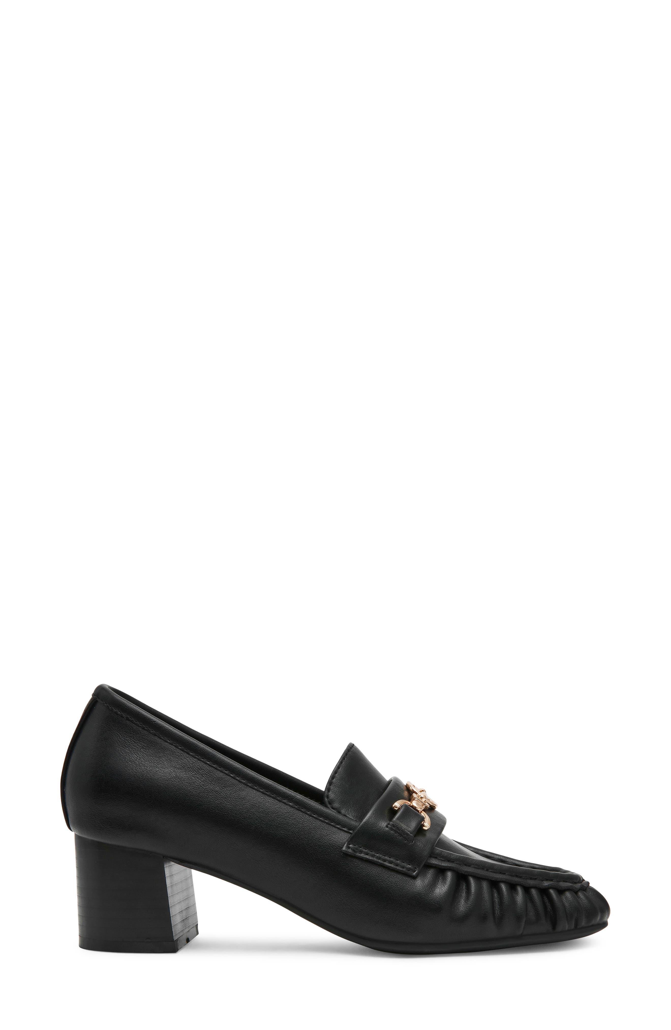 Akkarin Faux Leather Loafer Pump, Alternate, color, BLACK SMOOTH