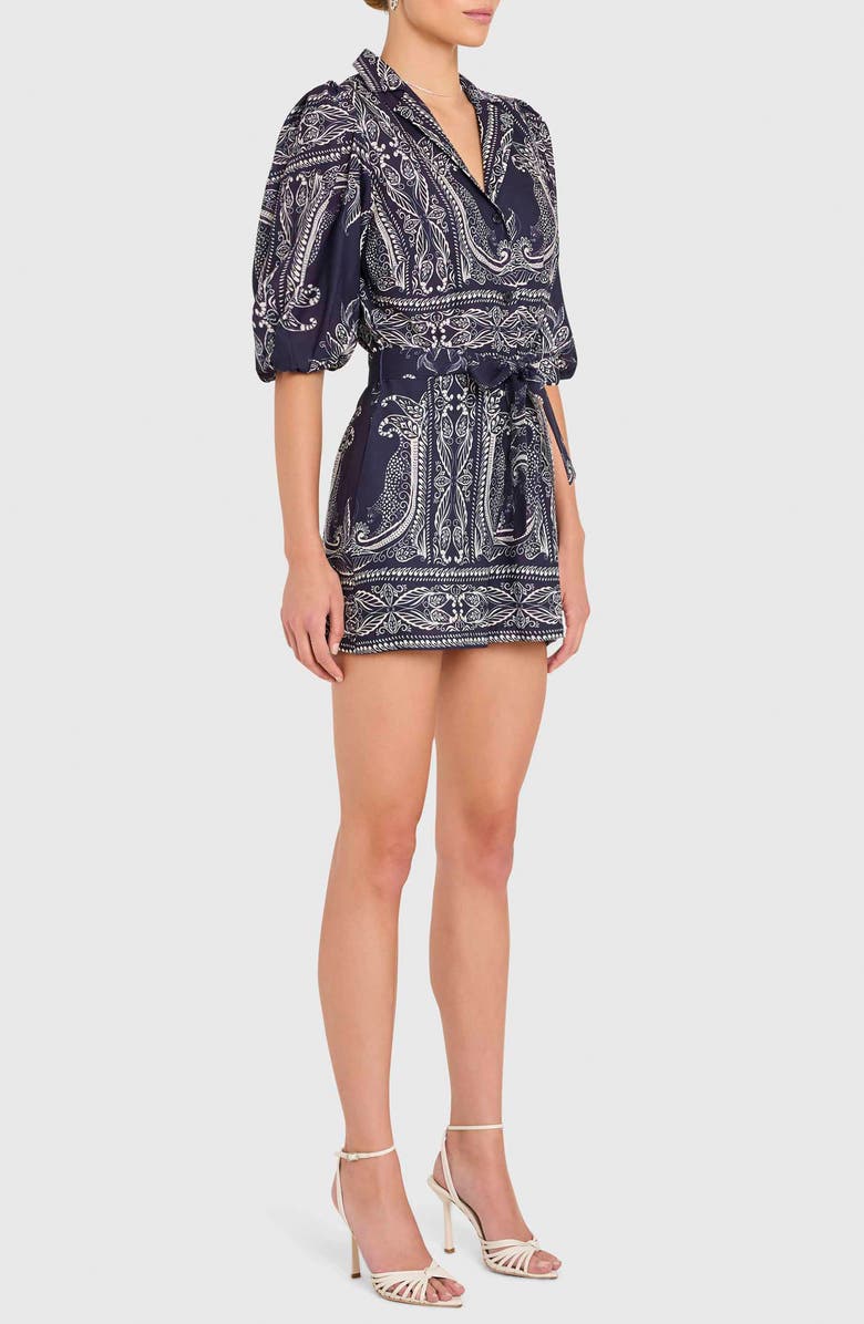 Amanda Uprichard Lucia Balloon Sleeve Romper, Alternate, color, Navy