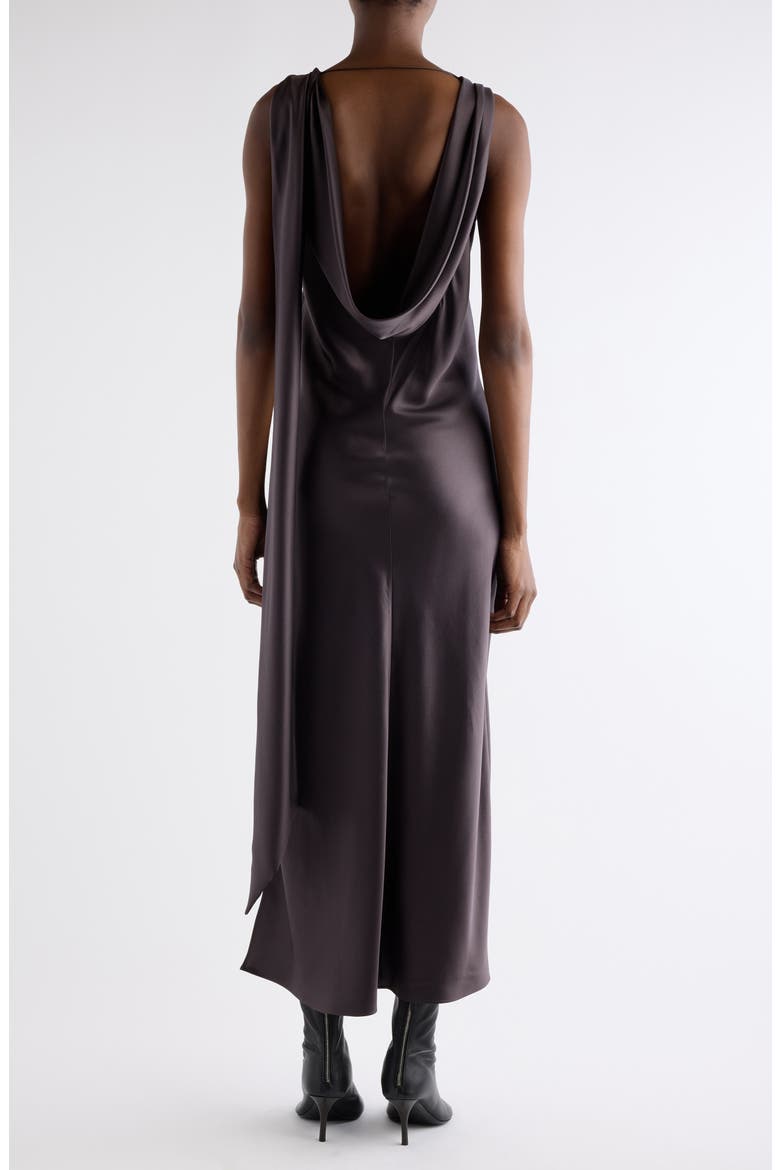 Dotti Cowl Neck Silk Satin Scarf Slipdress, Alternate, color, GRAPHITE GREY
