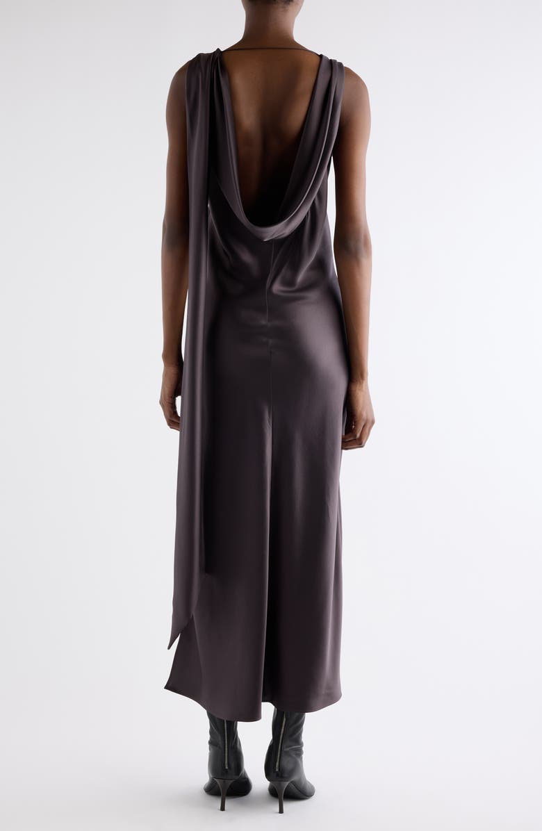 Acne Studios Dotti Cowl Neck Silk Satin Scarf Slipdress, Alternate, color, Graphite Grey