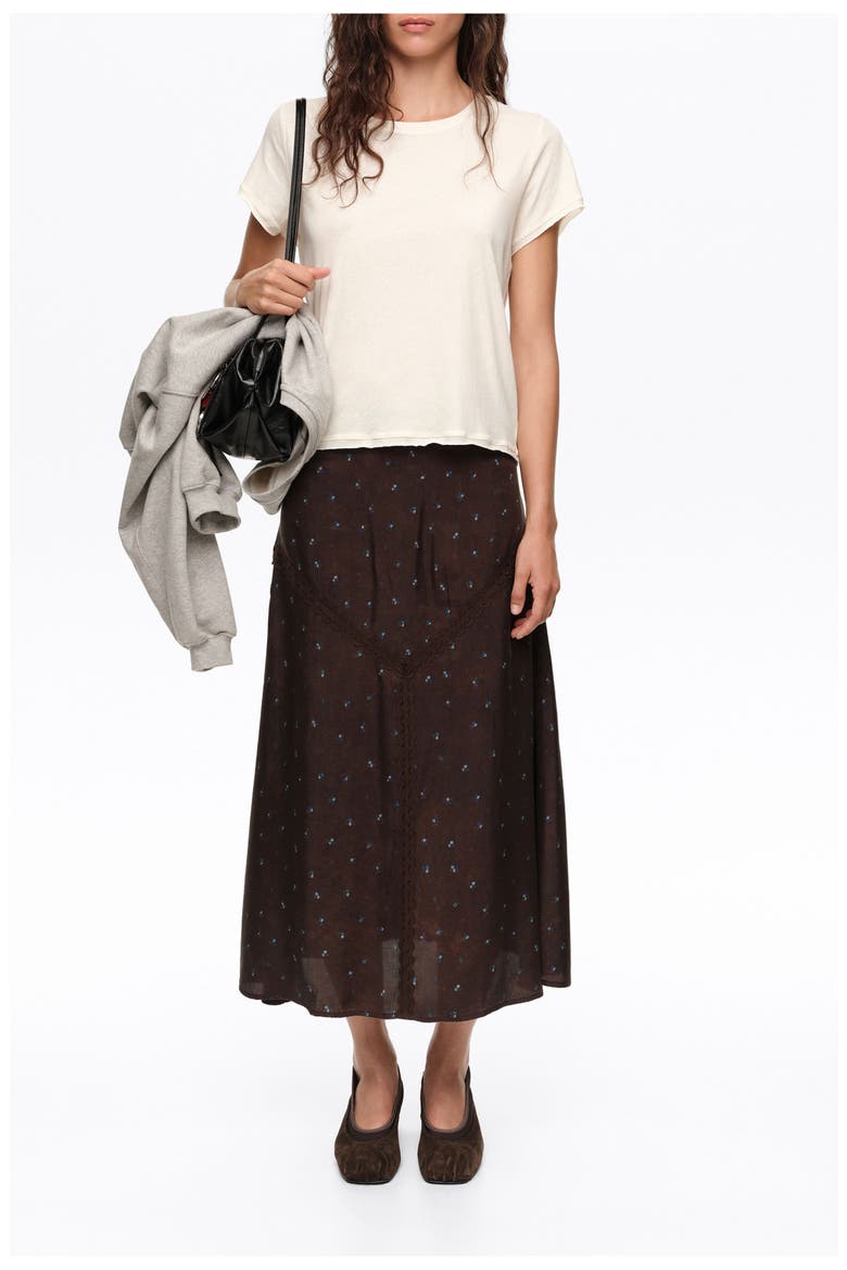 Floral Lace A-line Midi Skirt, Alternate, color, BIMBA Y LOLA  FLOWERS