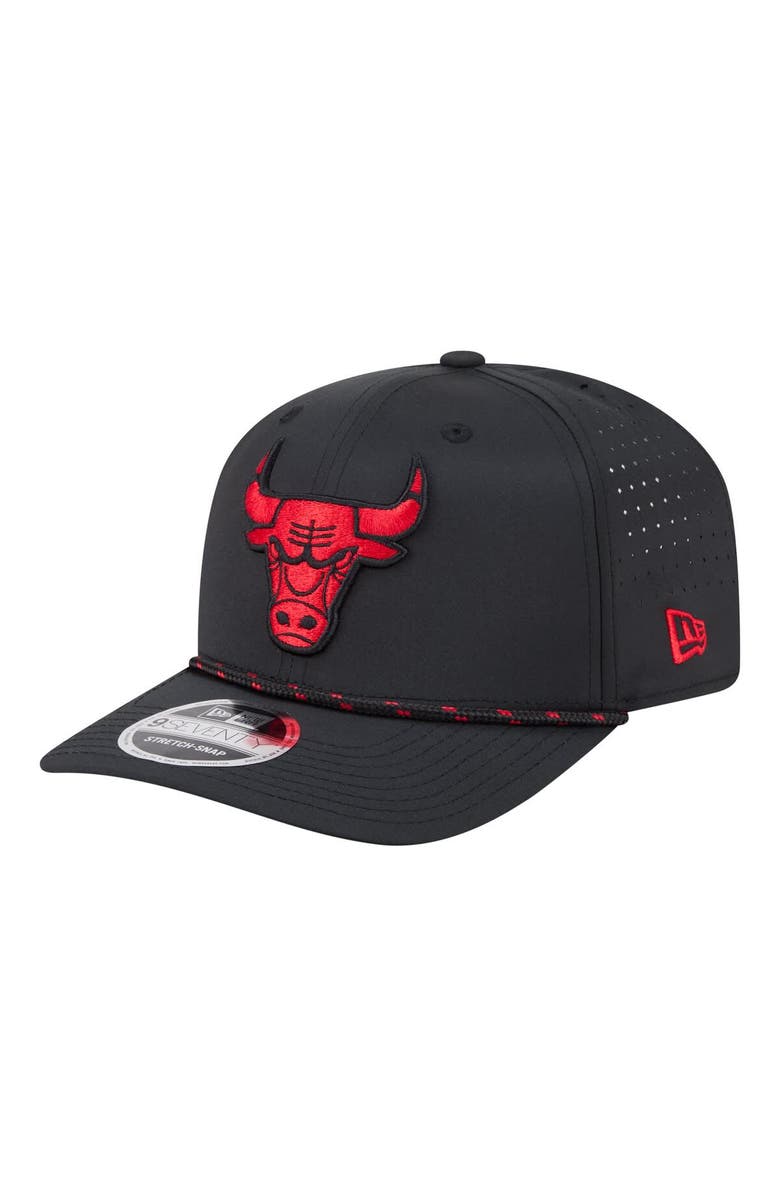 New Era Men's New Era Black Chicago Bulls Sport Rope Vented Stretch-Snap 9SEVENTY Hat, Main, color, Black