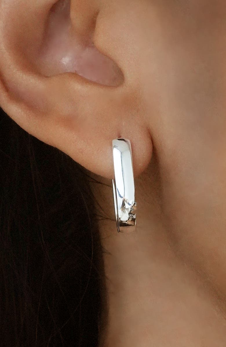 Argento Vivo Sterling Silver Wide Oblong Hoop Earrings, Alternate, color, Silver