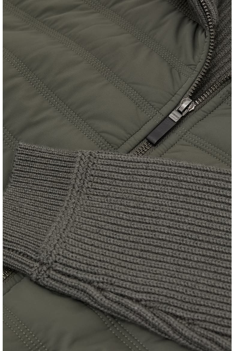 Townsend Hybrid Quilted & Rib Zip Jacket, Alternate, color, ARMY GREEN