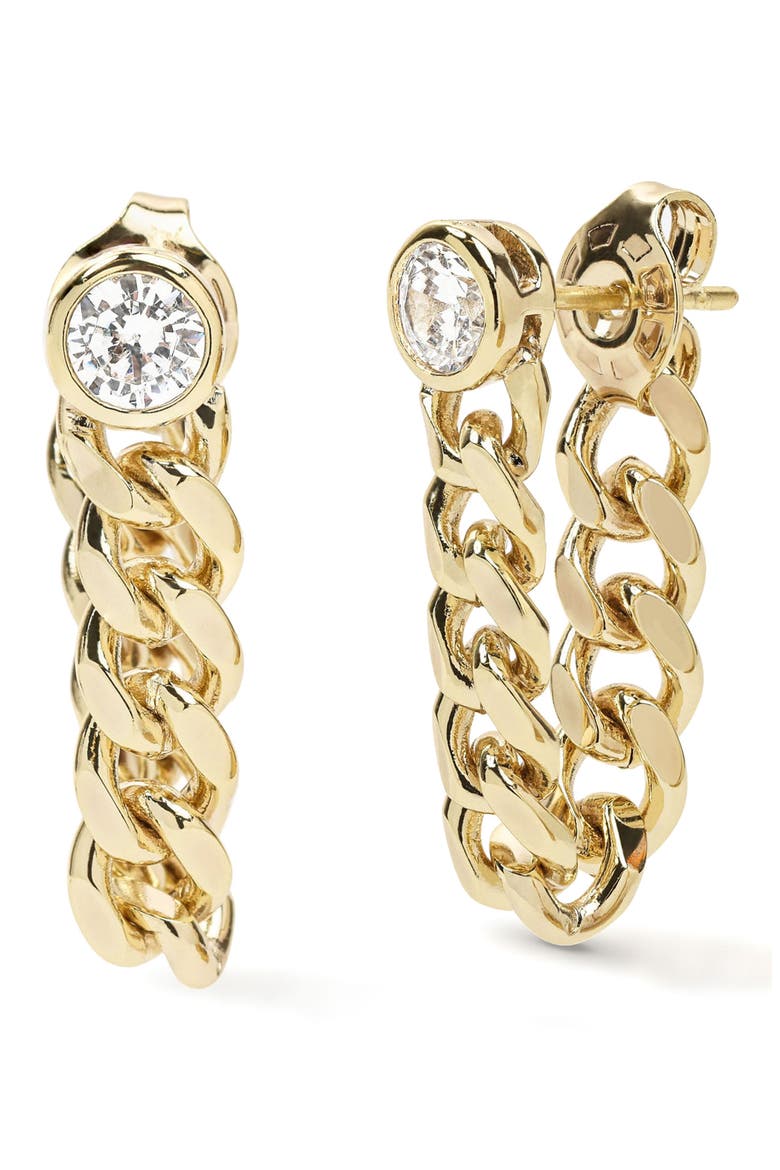 Julian Soft Chain Hoop Earrings, Main, color, GOLD-WHITE