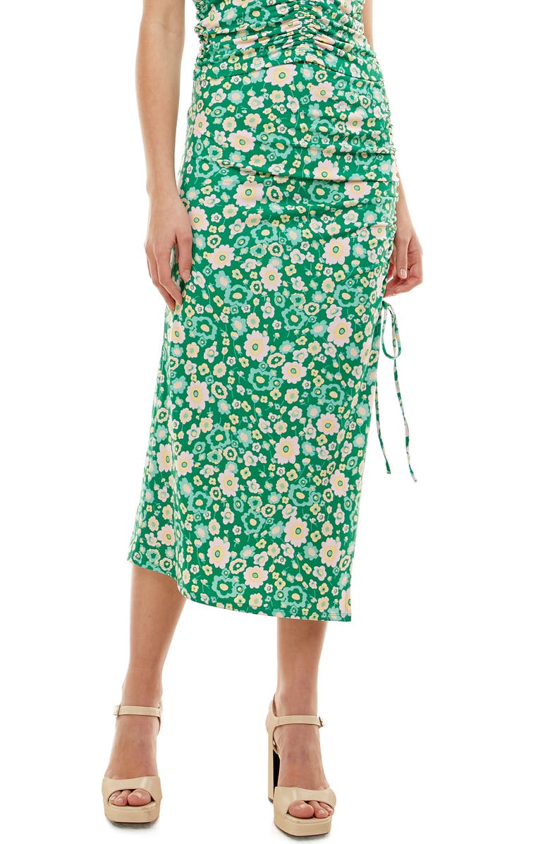 WAYF Main Squeeze Ruched Midi Skirt, Main, color,