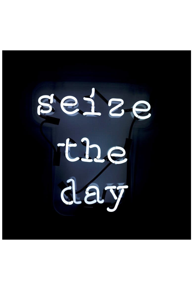 Seize The Day Neon Sign, Alternate, color, WHITE