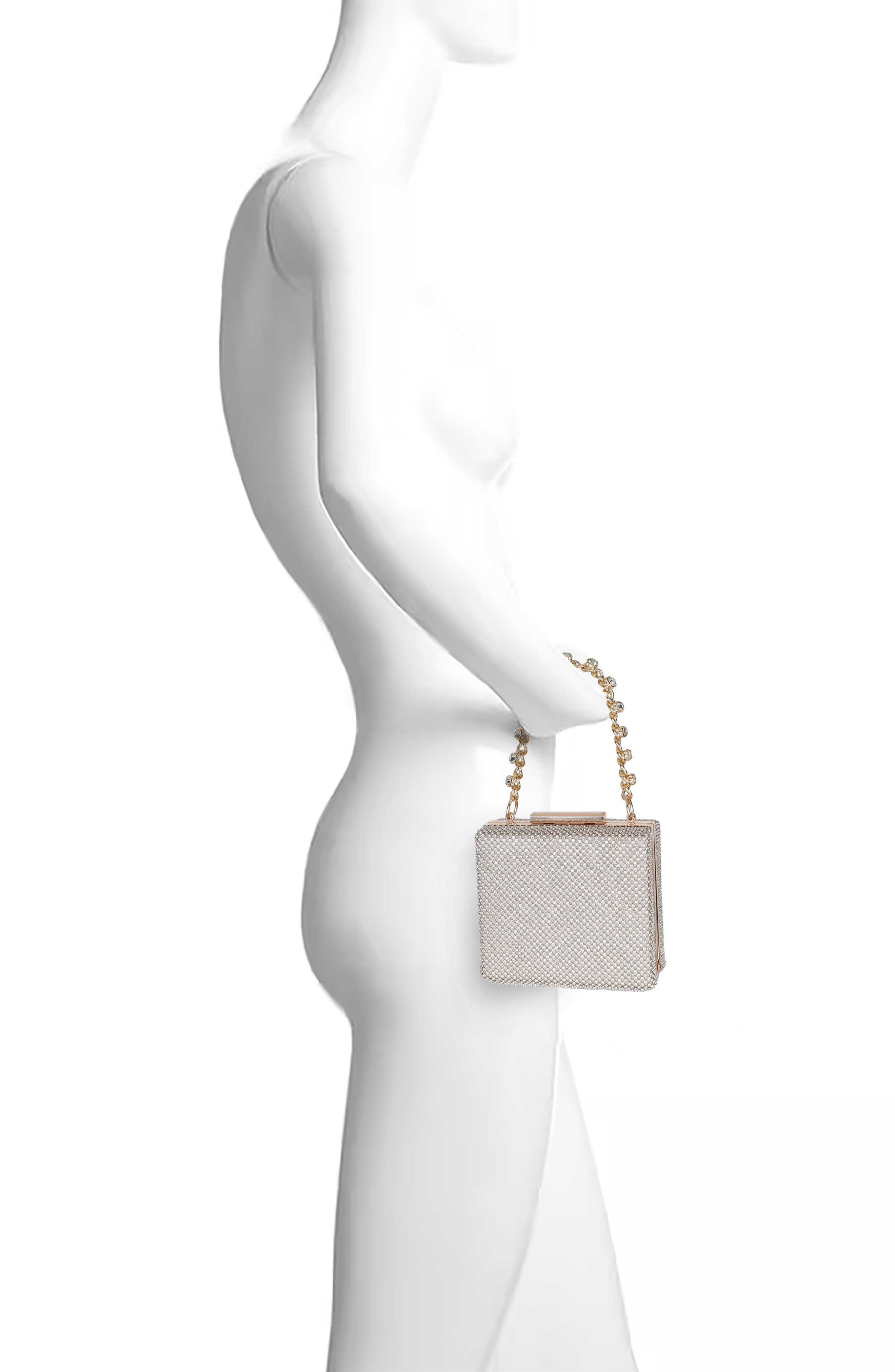 Jewel Badgley Mischka Billie Crystal Mini Box Clutch, Alternate, color, Gold